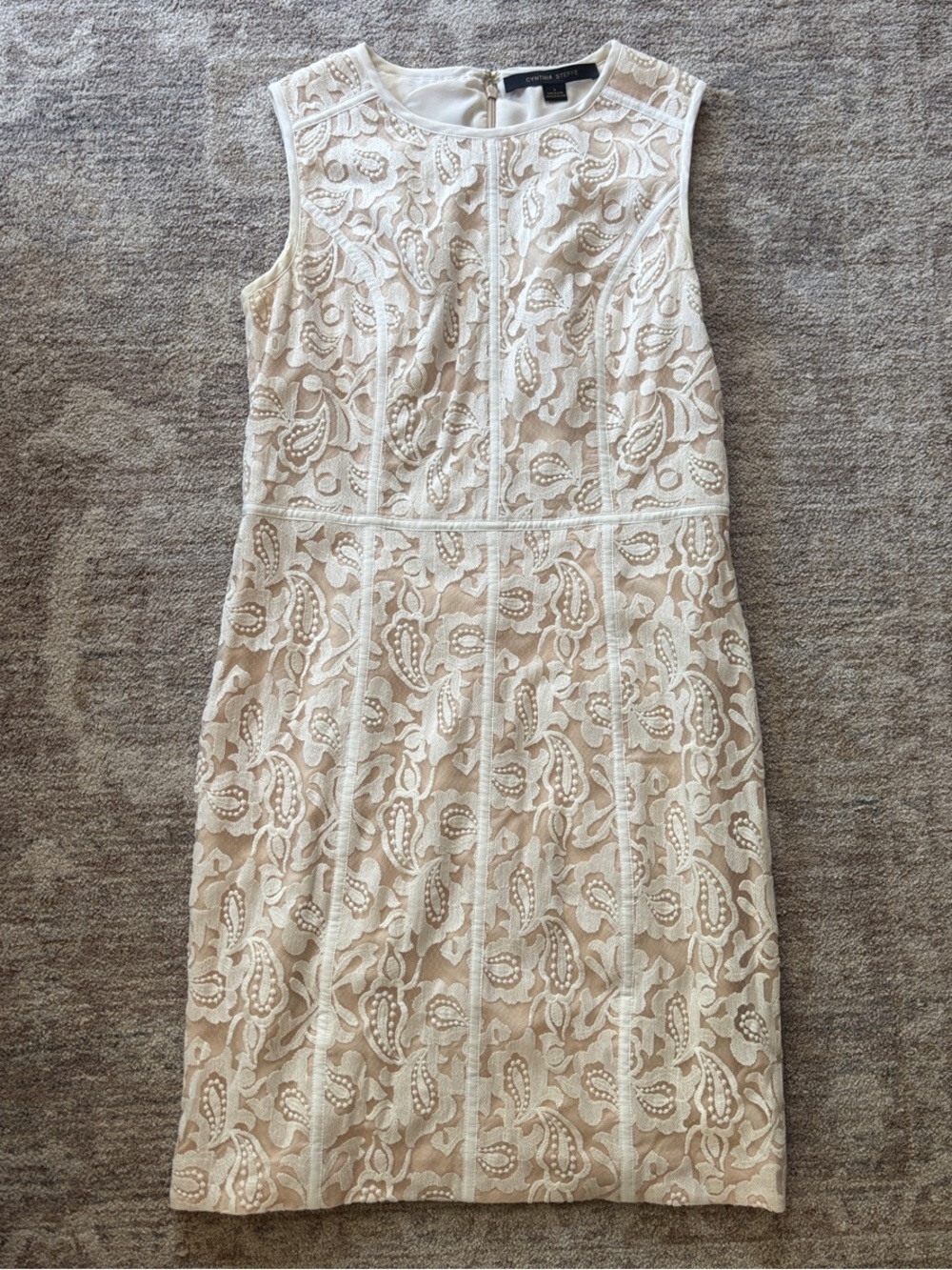 Cynthia Steffe Ivory Lace Midi Sheath Dress